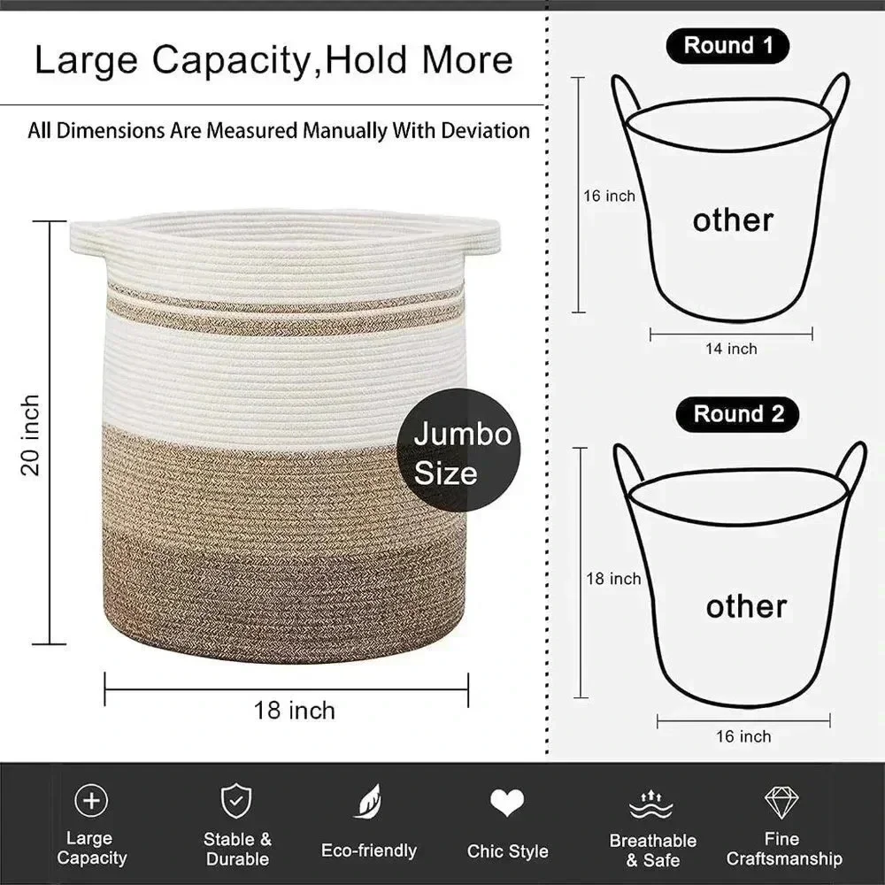 Lux Laundry Baskets Hamper with Handles,Decorative Basket for Living room,Woven